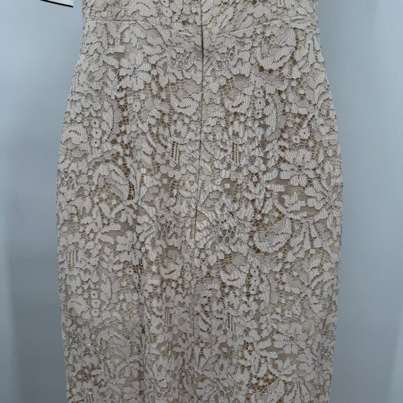 David’s Bridal Champagne Lace Maxi Dress Front Slit Formal Women’s 4 NWT - Picture 7 of 12